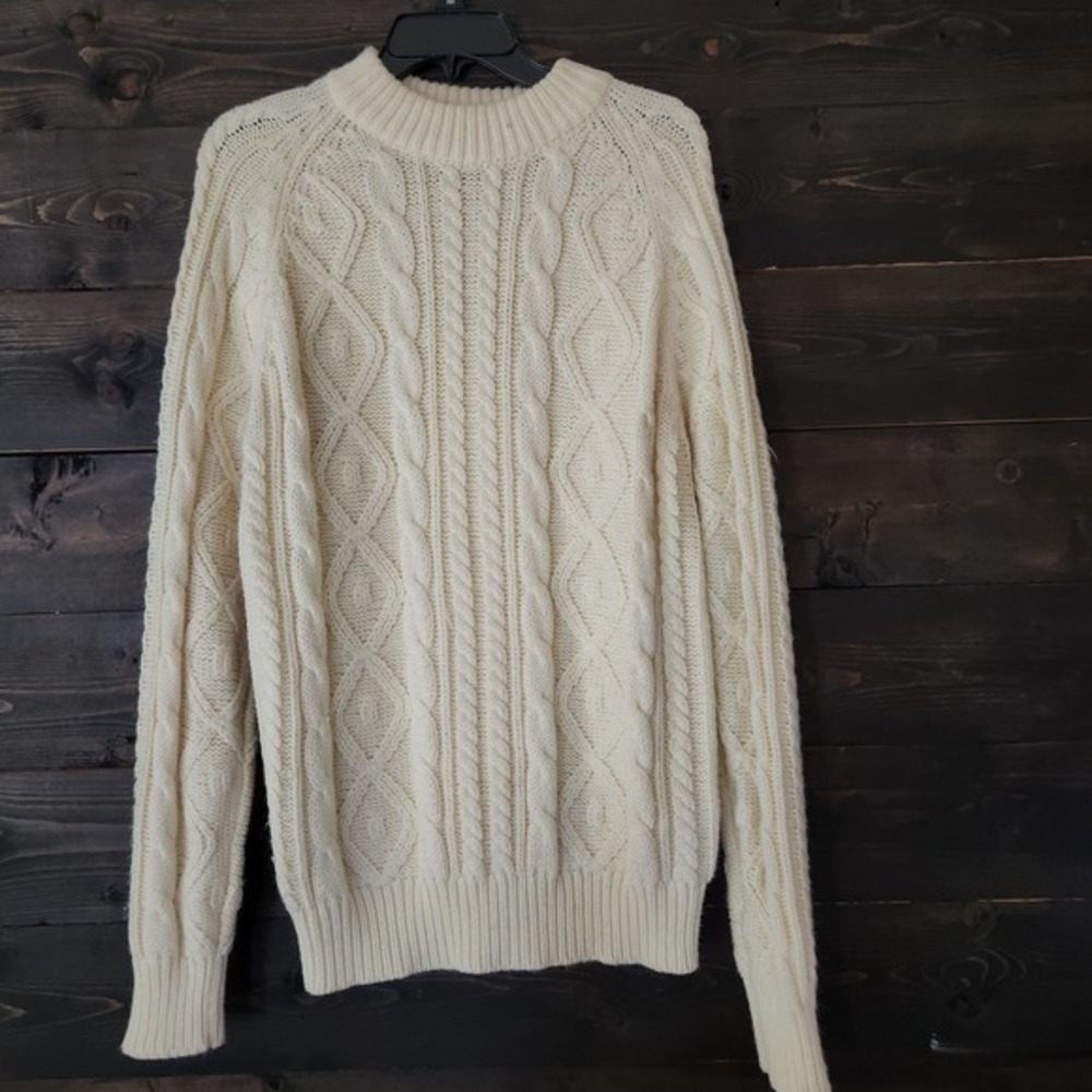 Vintage Puritan Sweater Men's M Cable‎ Knit Fisherman Aran Crewneck 90s Acrylic